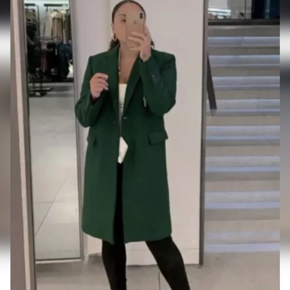 ZARA Bottle Green Wool Coat MANTECO 9164/744 - Picture 3 of 6